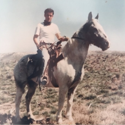 A young Alberto riding horseback in 1969 in the Sawtooth Mountains of Idaho.